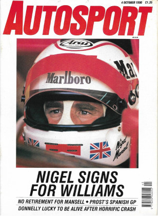 AUTOSPORT 1990 OCT 04 - NIGEL, ALAIN PROST, WIN PERCY, DONNELLY, BARRICHELLO